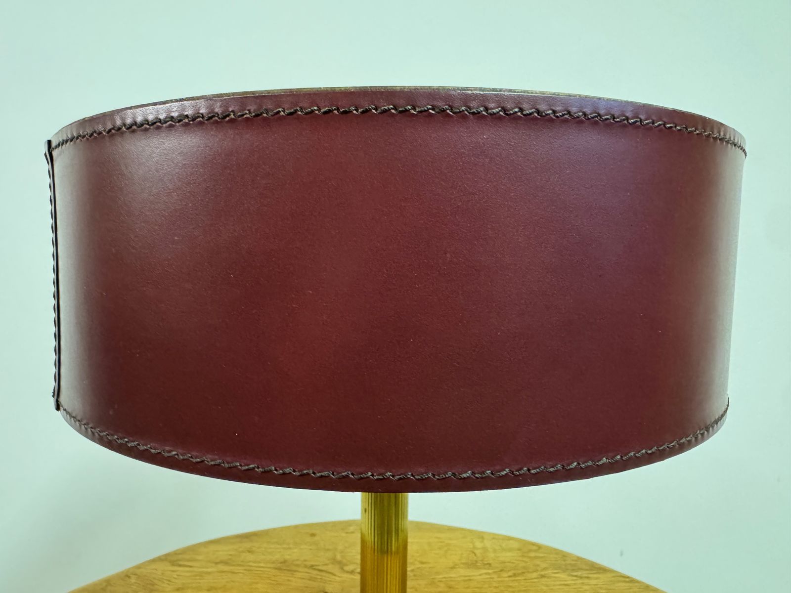 Red Leather Table Lamp In The Style Of Jacques Adnet, France photo 495.0