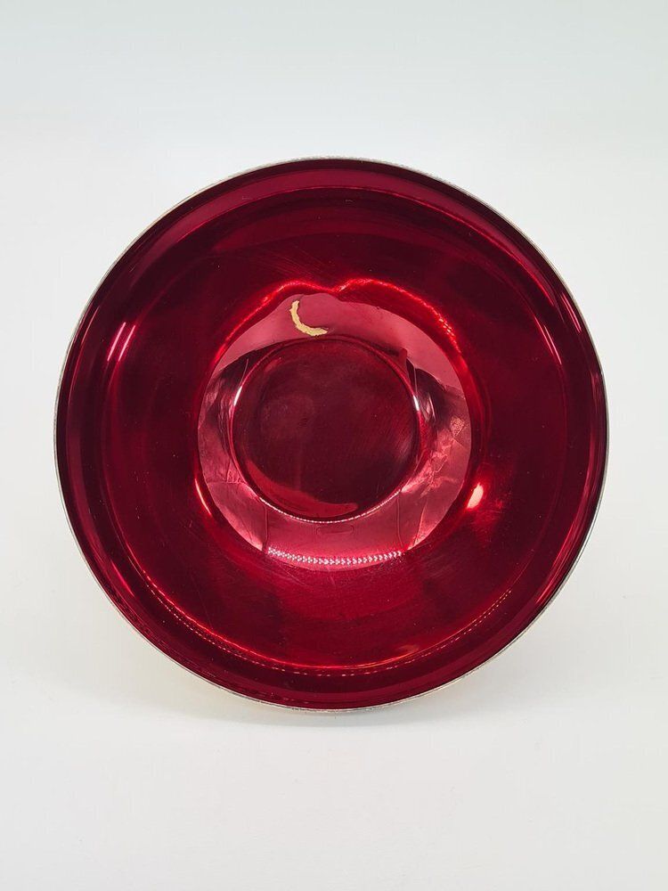 Swedish Decorative Bowl In Silver Plated Metal And Red Glass From Salvi Plet, 1960s photo 139.0