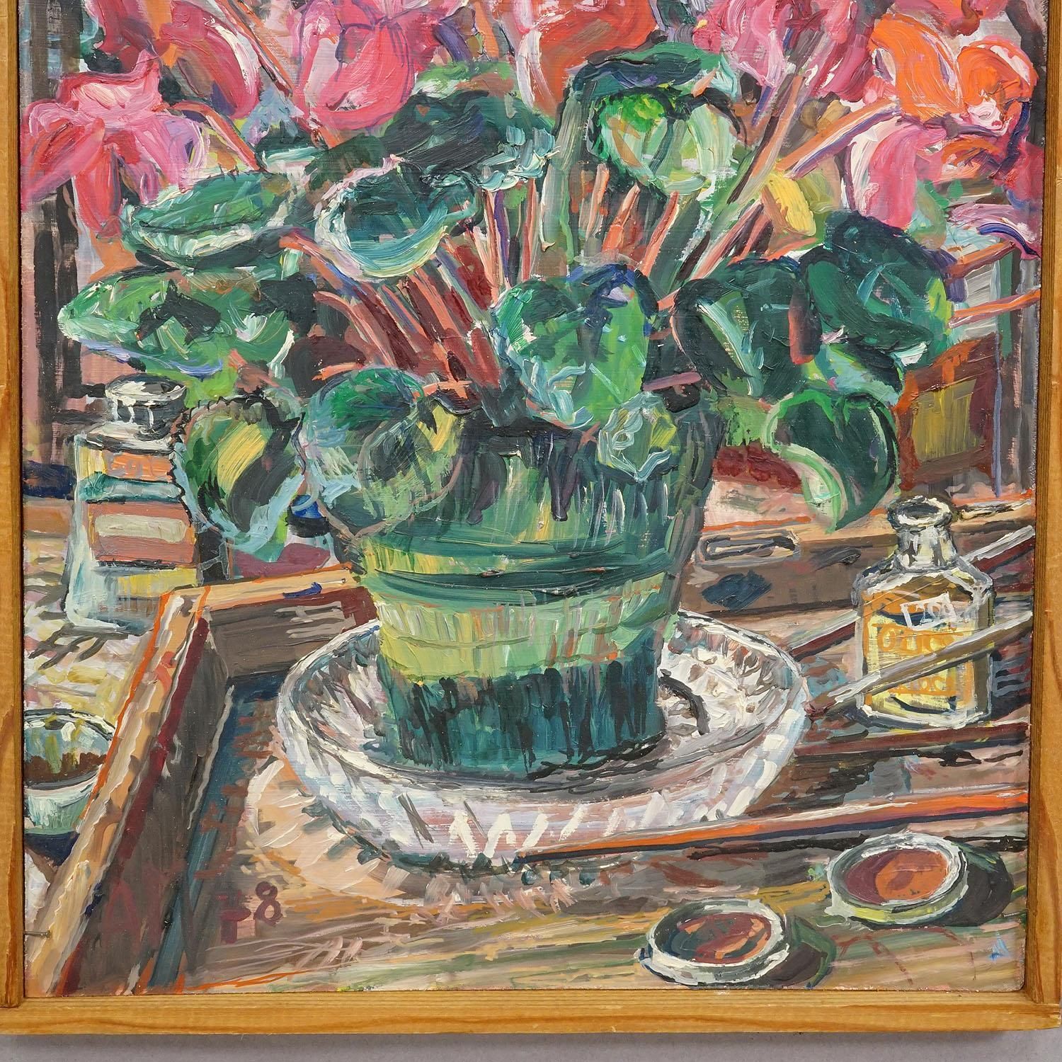 Alexander Michael Oil Painting Of Cyclamen (Alpenveilchen), 1978 photo 273.0