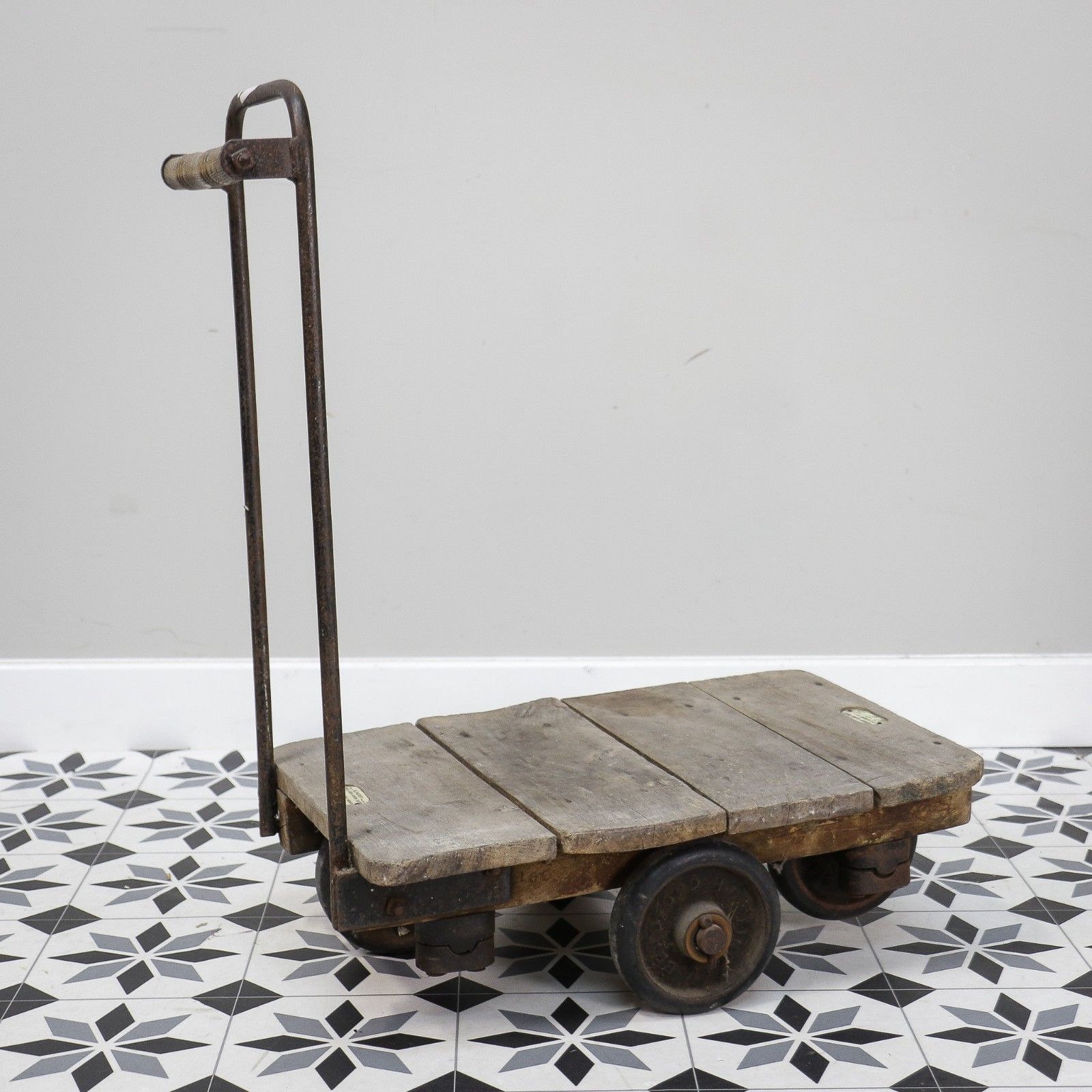 Slingsby Vintage Heavy Duty Industrial Trolley With Maker Plate photo Furniture