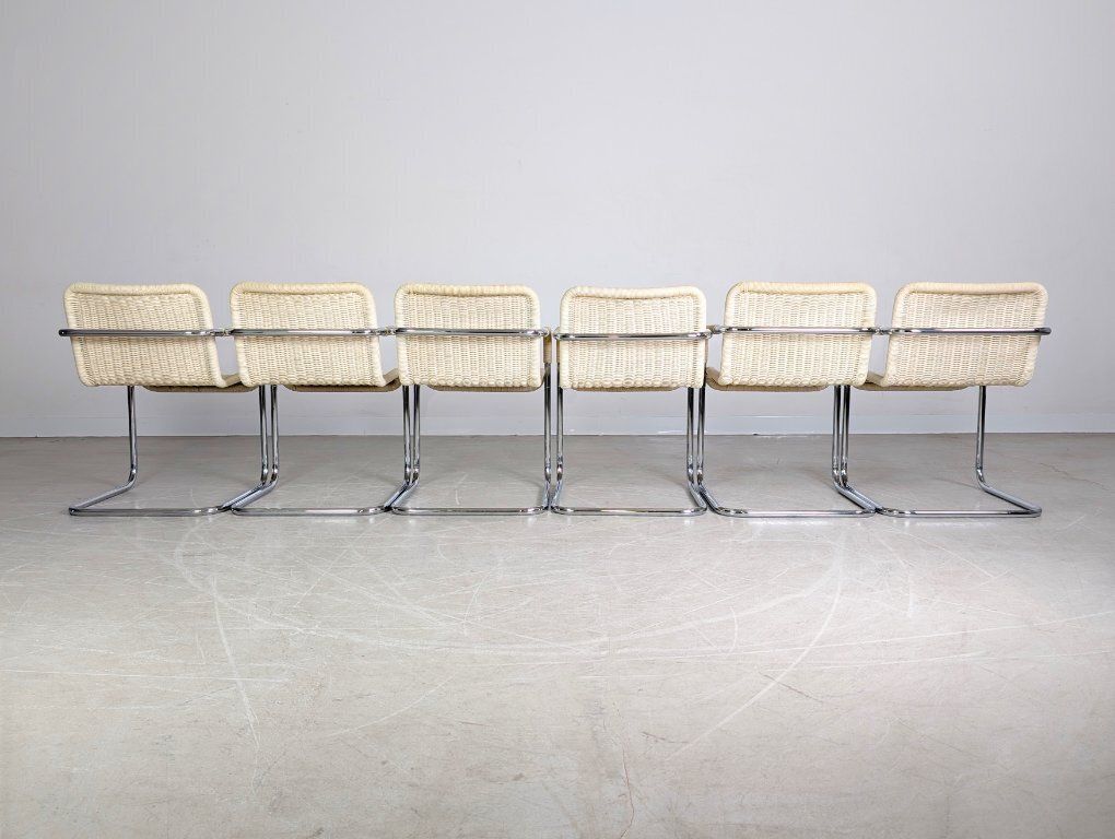 photo for sale Set Of 6 Original Tecta D41 Cantilever Chairs Bauhaus Style Light Design