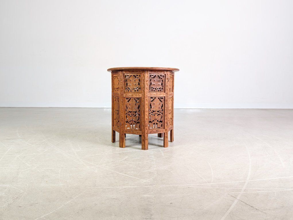 Hand Carved Tea Table, Art Deco Coffee Table, India, Walnut photo for sale