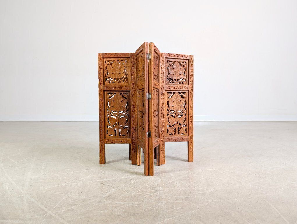 photo for sale Hand Carved Tea Table, Art Deco Coffee Table, India, Walnut