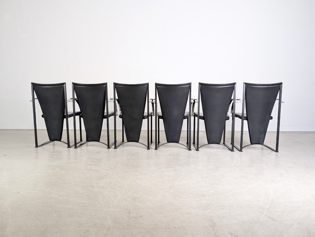 Set Of 6 Original Ronald Schmitt Chairs, Leather Design, Black photo vinterior