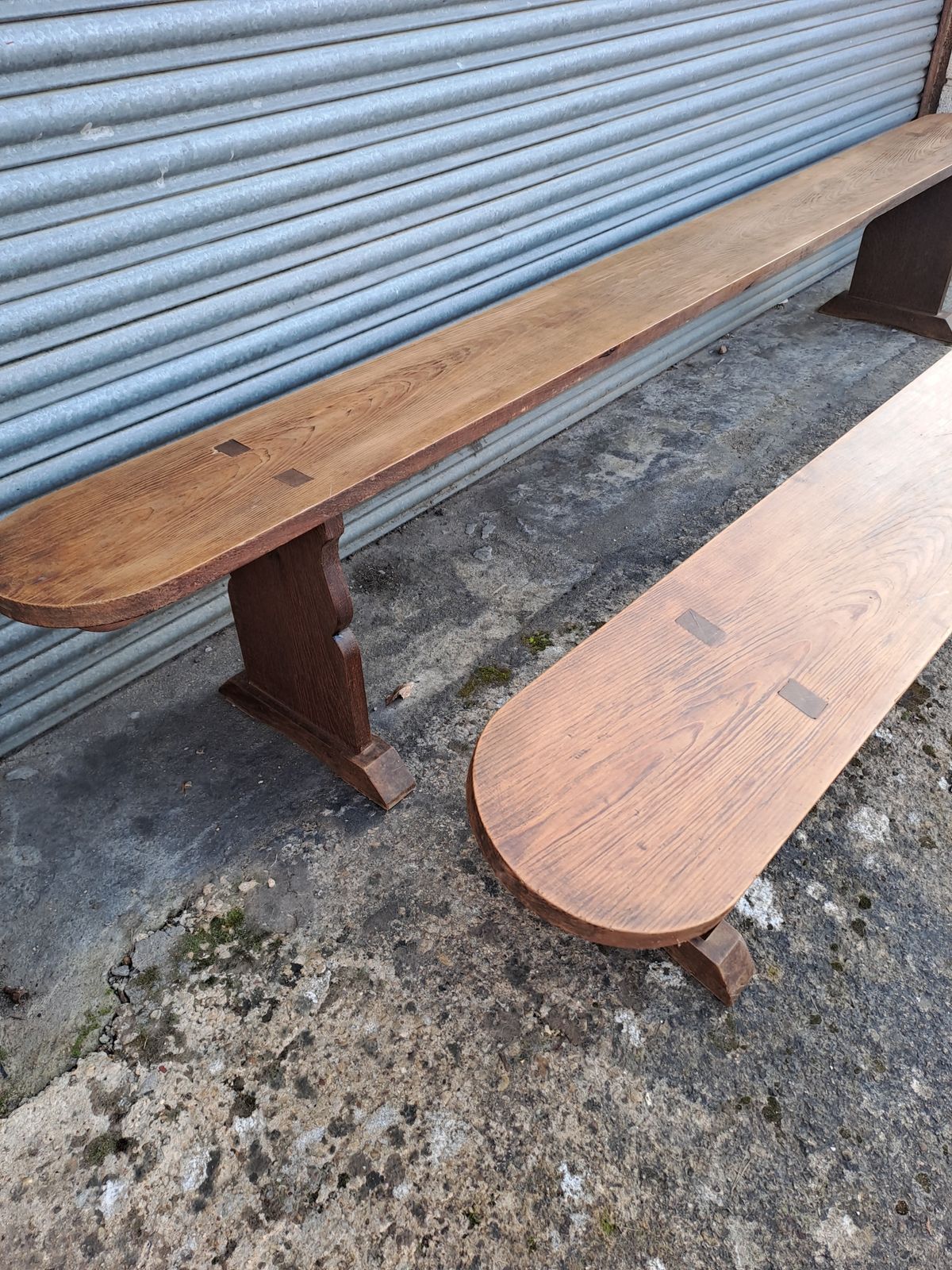 Exceptional Pair Of Extra Large Provincial Benches photo furniture