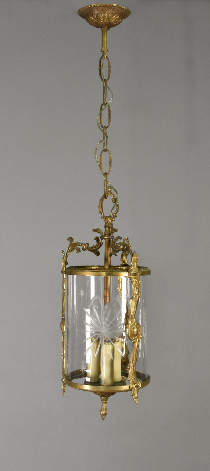 French Antique Cut Glass Hall Lantern Louis XVI Style photo 450.0