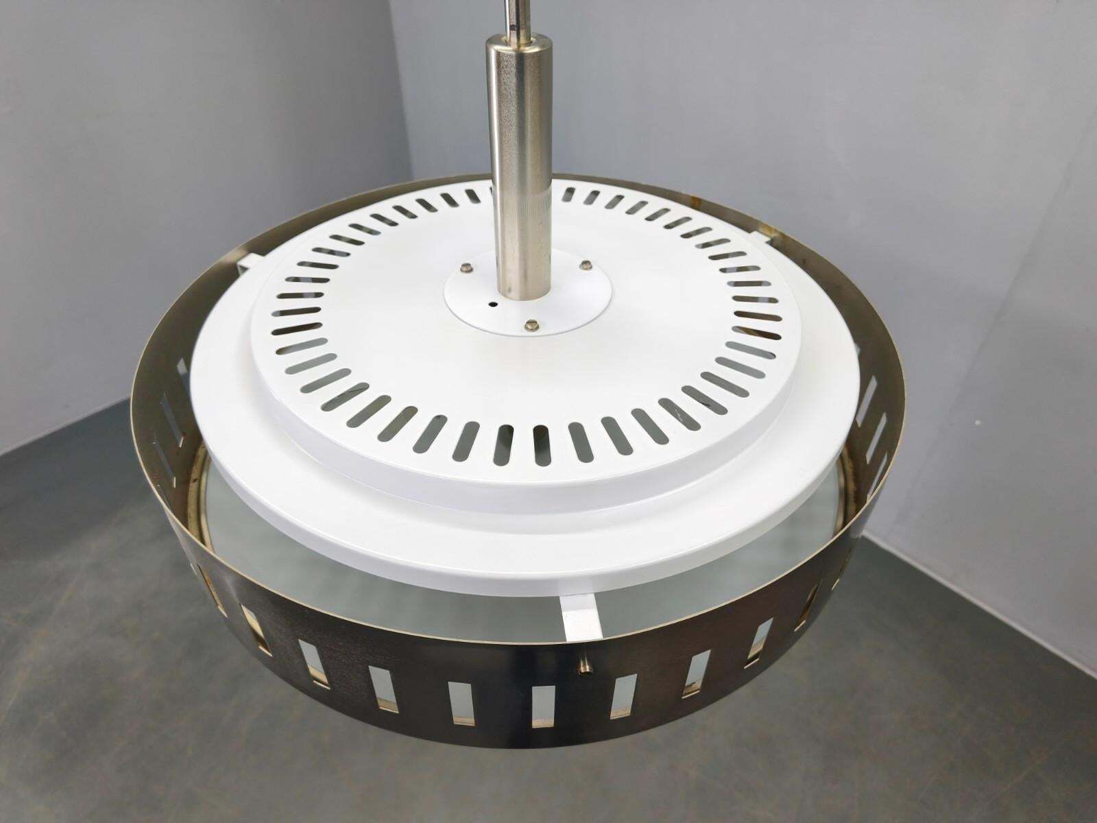 Space Age Ufo Chandelier, Metal And Glass, Czechoslovakia 1970s photo Lighting
