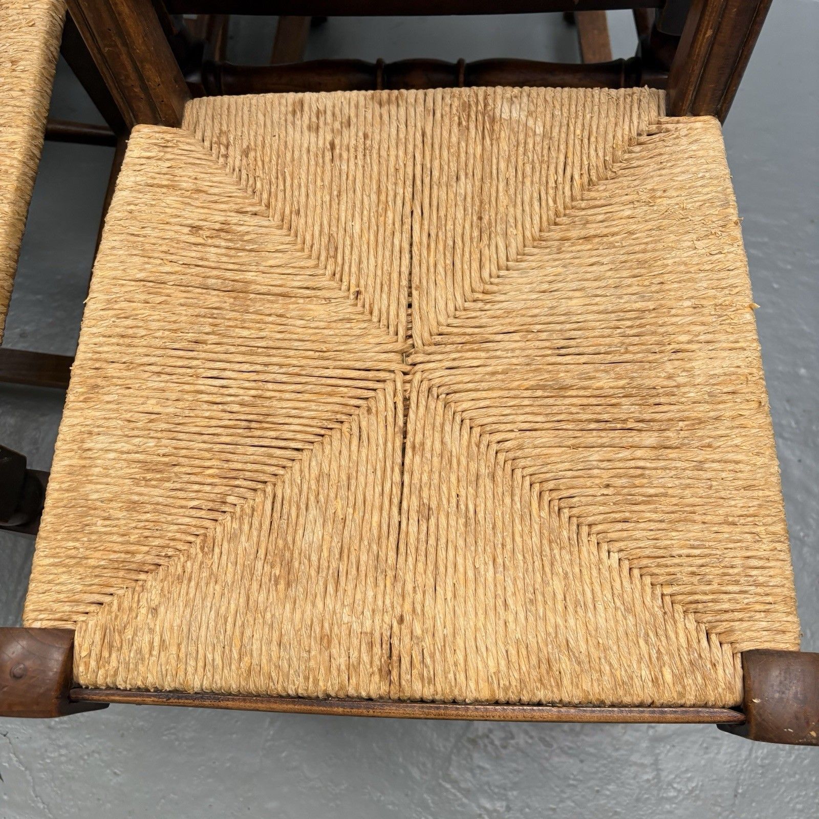 Four French Country Provincial Ladder Back Rush Seat Farmhouse Dining Chairs photo 280.0