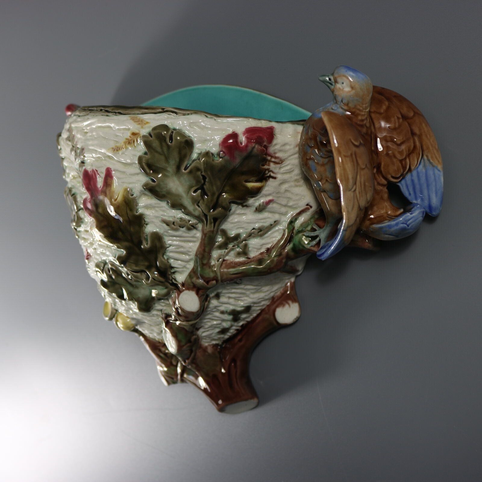 Wedgwood Majolica Bird On Nest Wall Pocket photo furniture