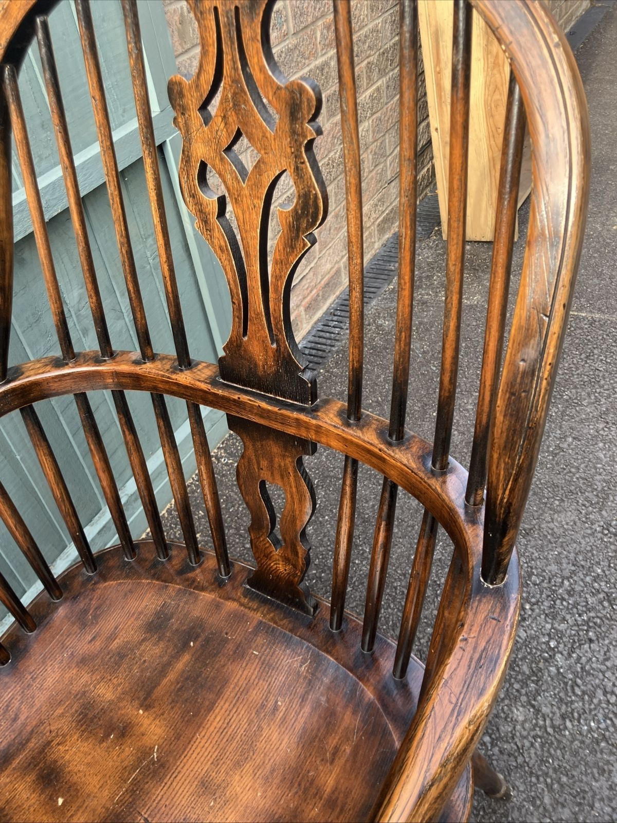 Stick & Hoop Fiddle Back Windsor Arm Chair Turned Legs Crinoline Stretcher photo 450.0