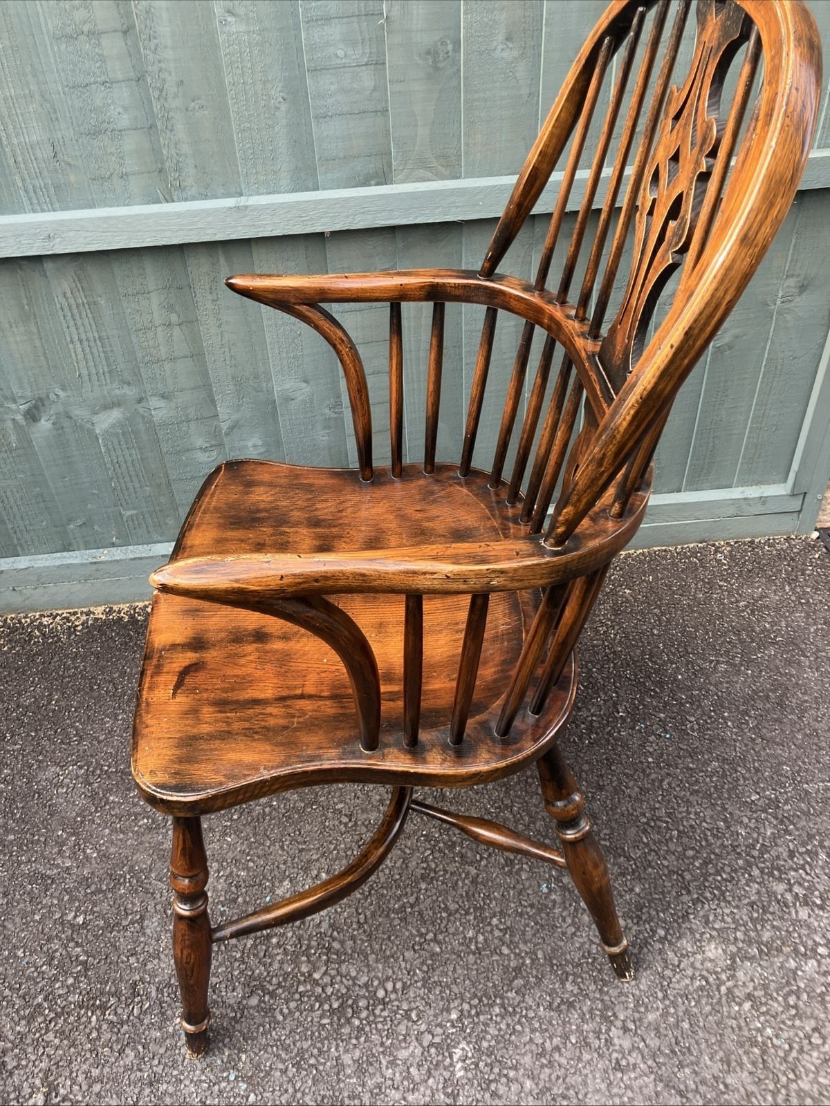 Stick & Hoop Fiddle Back Windsor Arm Chair Turned Legs Crinoline Stretcher photo vinterior