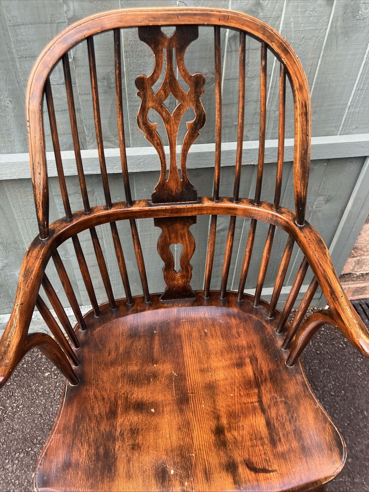 Stick & Hoop Fiddle Back Windsor Arm Chair Turned Legs Crinoline Stretcher photo buy