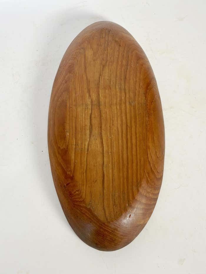 Wooden Trinket Tray Carved Motif Oval Shape Beautiful Patina France 1970 photo vintage