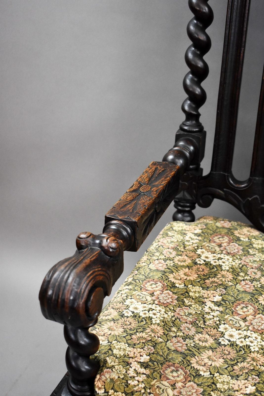 Near Pair Late 19th Century Carved Throne Chairs photo vintage