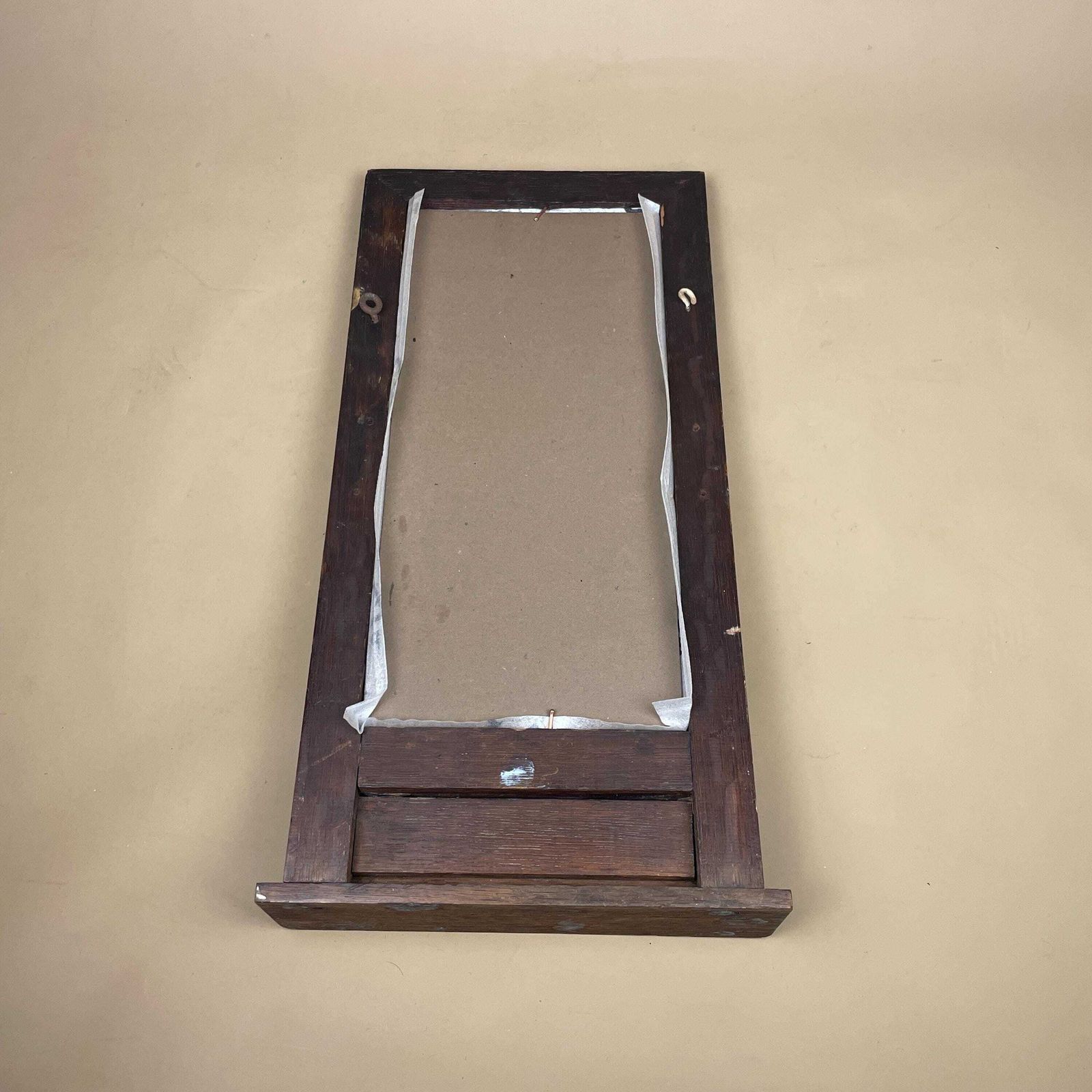 photo furniture Mid Century Wall Mirror Hallway Cloakroom Mirror Carved Wooden Frame Shelf Victorian Style Dark Stained Sold Wood Accent Decor