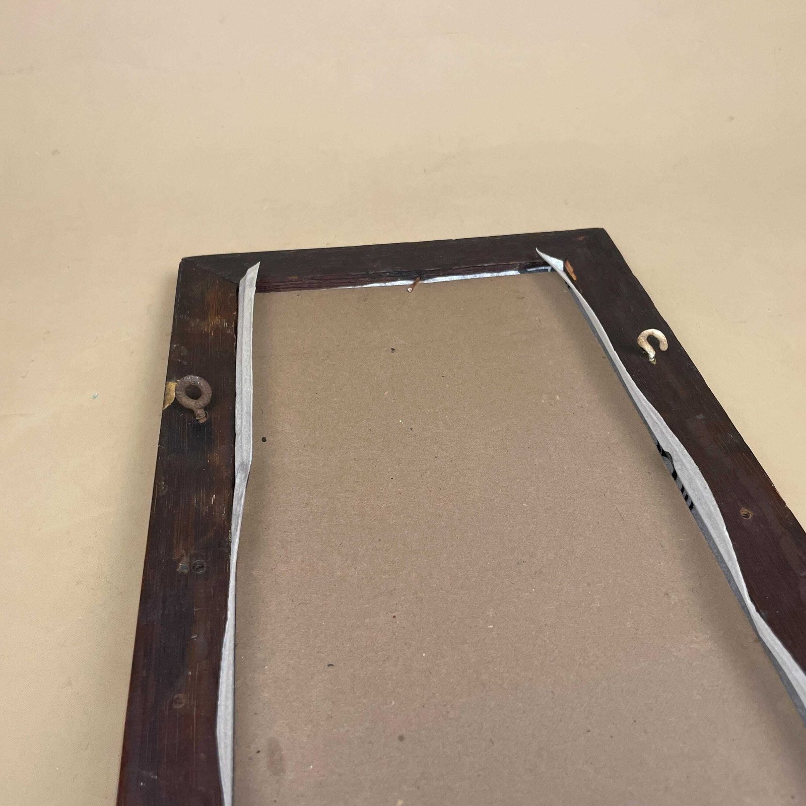 photo for sale Mid Century Wall Mirror Hallway Cloakroom Mirror Carved Wooden Frame Shelf Victorian Style Dark Stained Sold Wood Accent Decor