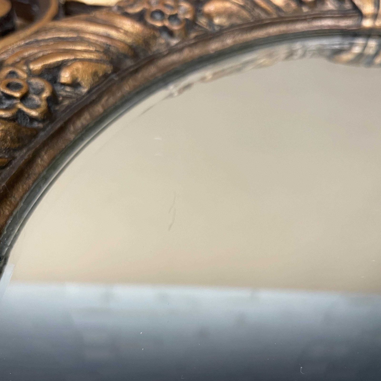 Aisonia Gold Round Mirror Ornate Hollywood Regency Wood Resin Frame Rococo Baroque Style Convex Decorative Hallway Made In England photo vinterior