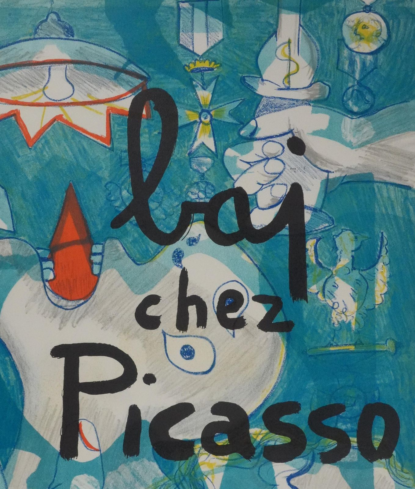 Enrico Baj Baj At Picasso's   Original Lithograph 1969 photo furniture