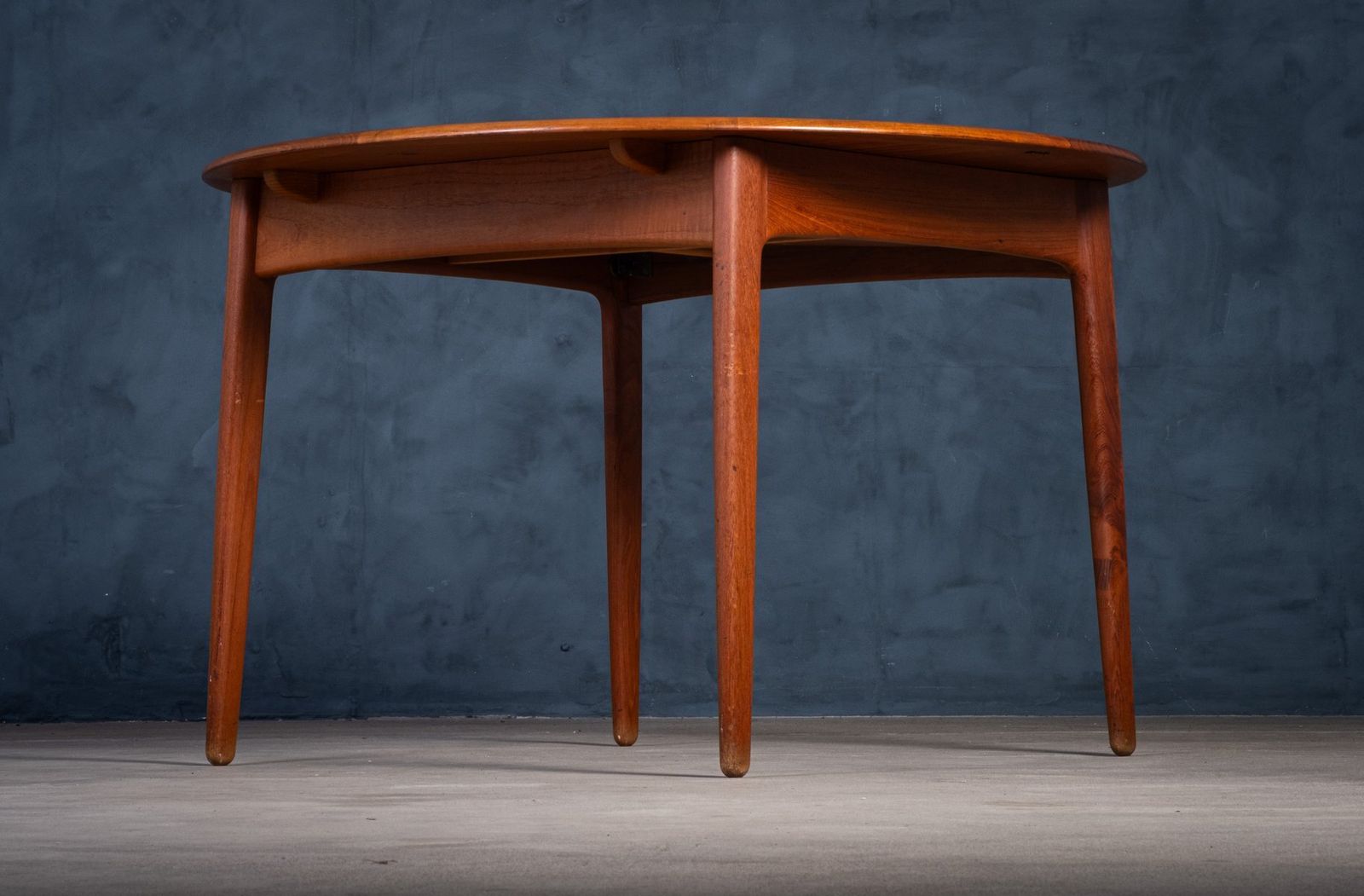 Round Teak Dining Table With Butterfly Extension By Svend Aage Madsen For K. Knudsen, 1960s photo for sale
