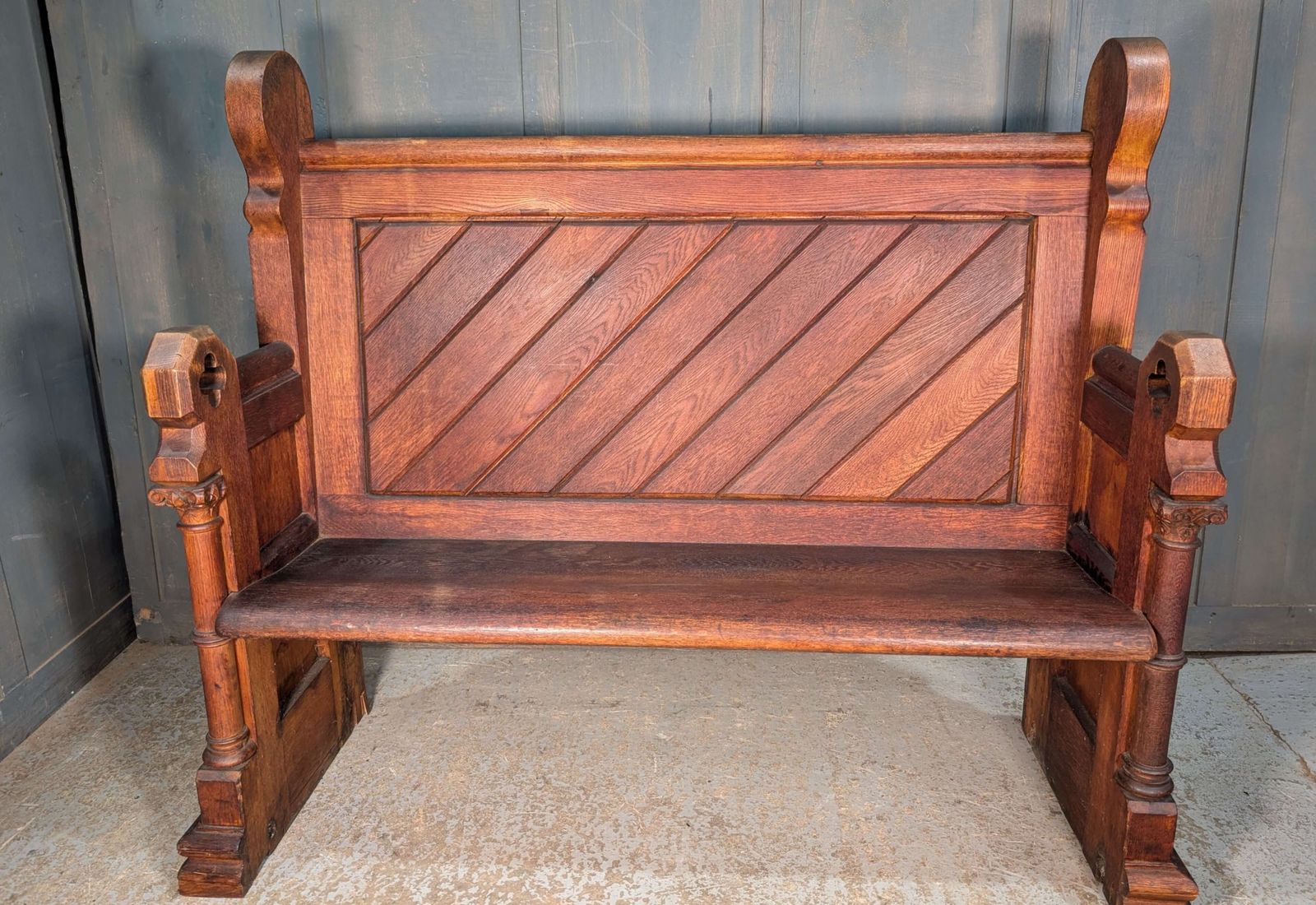 Highly Carved Oak Antique Gothic Choir Pew Bench From A Surrey Church photo vinterior
