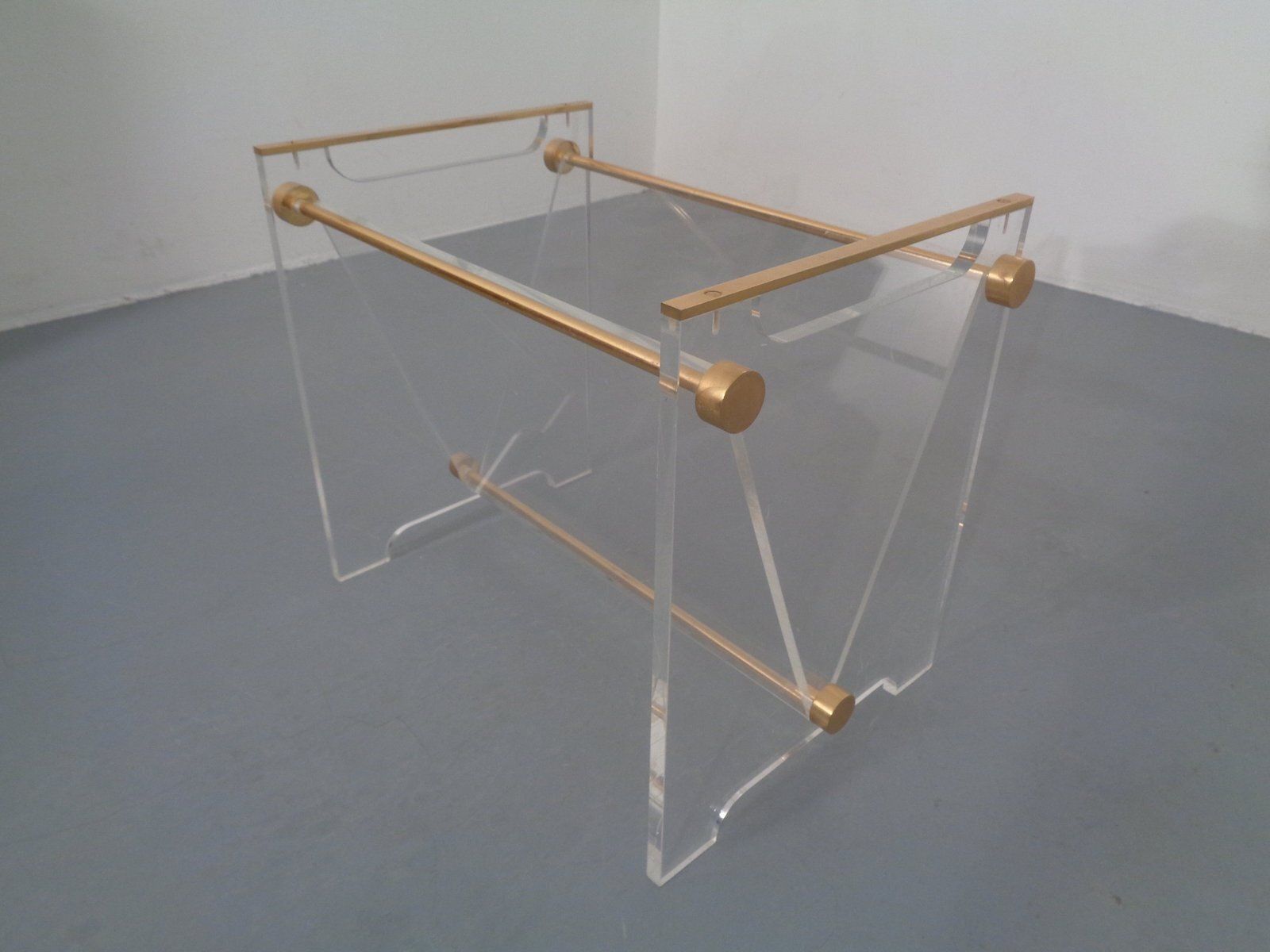 Acrylic Glass And Brass Magazine Rack By David Lange For Marais International, France, 1970s photo 339.0
