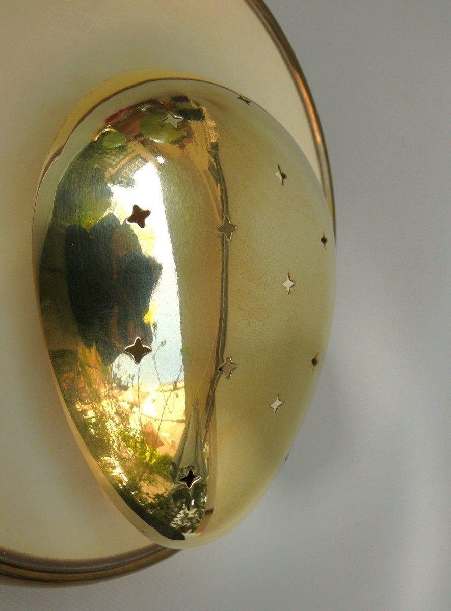 Lighting Extraordinary Mid Century Brass Wall Lamp With Star Decoration, 1960s photo