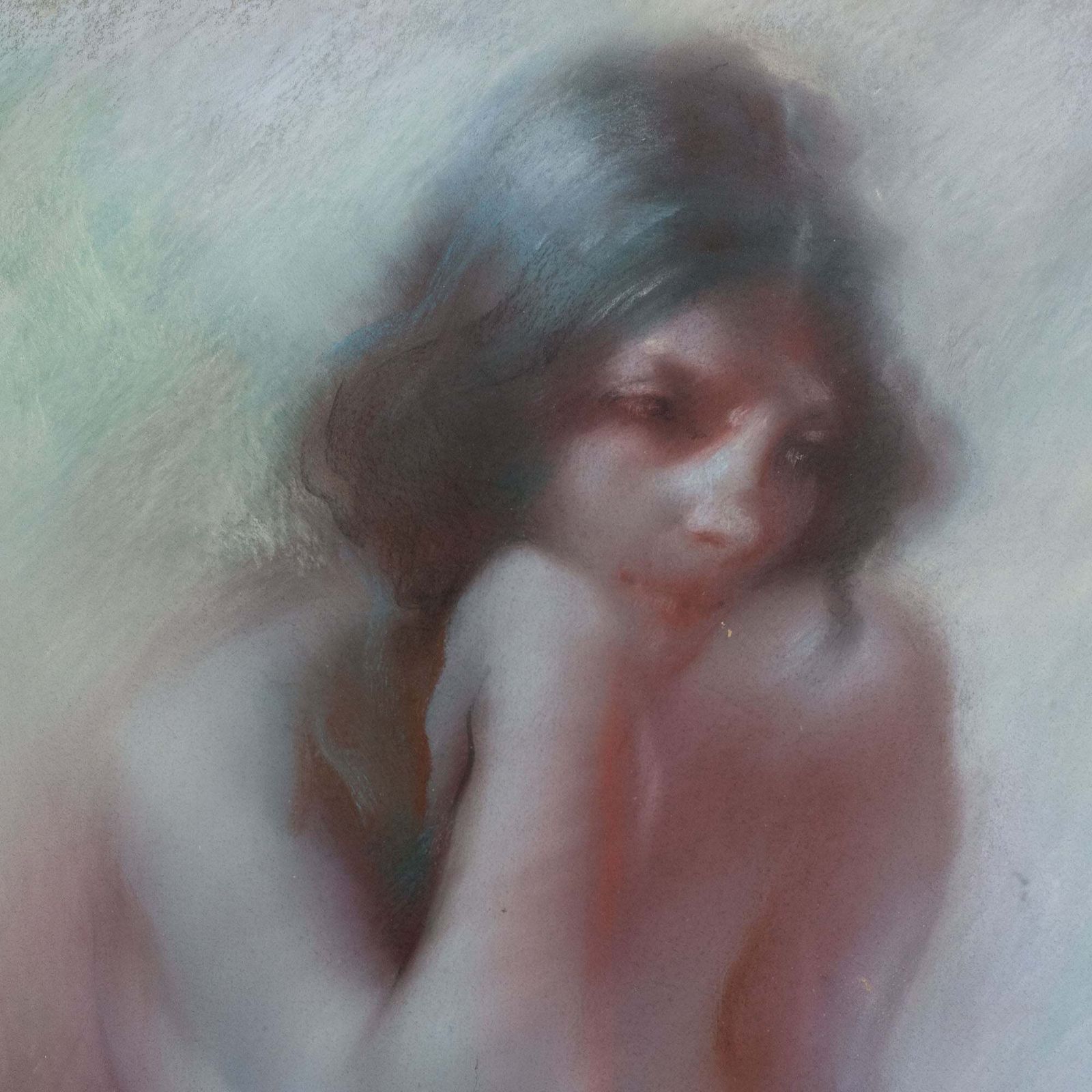 Zittend Vrouwelijk Naakt – Pastelstudie, Gesigneerd photo 665.0
