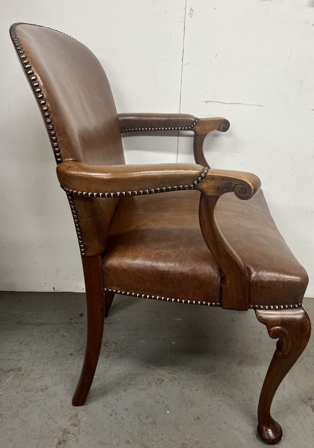 Mahogany & Leather Elbow Desk Chair photo 468.0