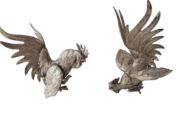 Pair Of Fighting Roosters, Vintage photo furniture