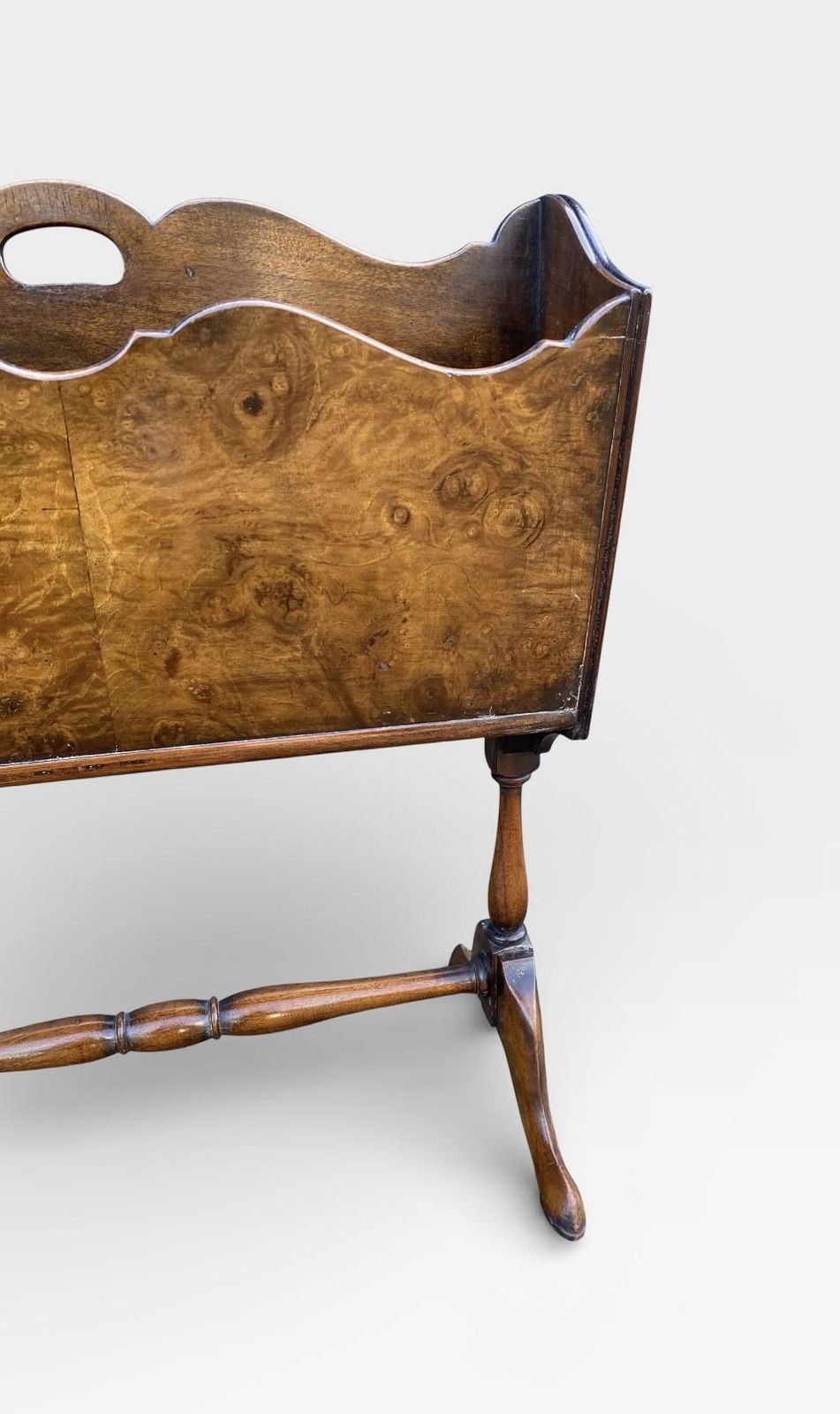 photo for sale Queen Anne Style Burr Walnut Canterbury / Magazine Rack (C.1920)