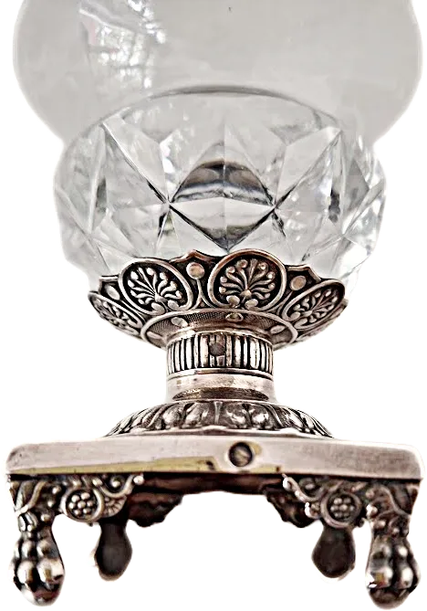 Silver And Cut Glass Salt Cellar From The Early 19th Century, Antique photo for sale