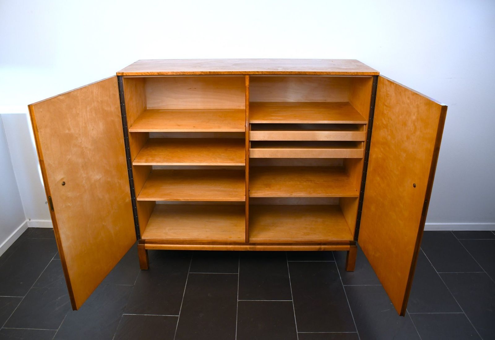 Swedish Grace Flamed Birch And Macassar Cabinet By Svenska Möbelfabrikerna, Smf, Late 1920s photo furniture