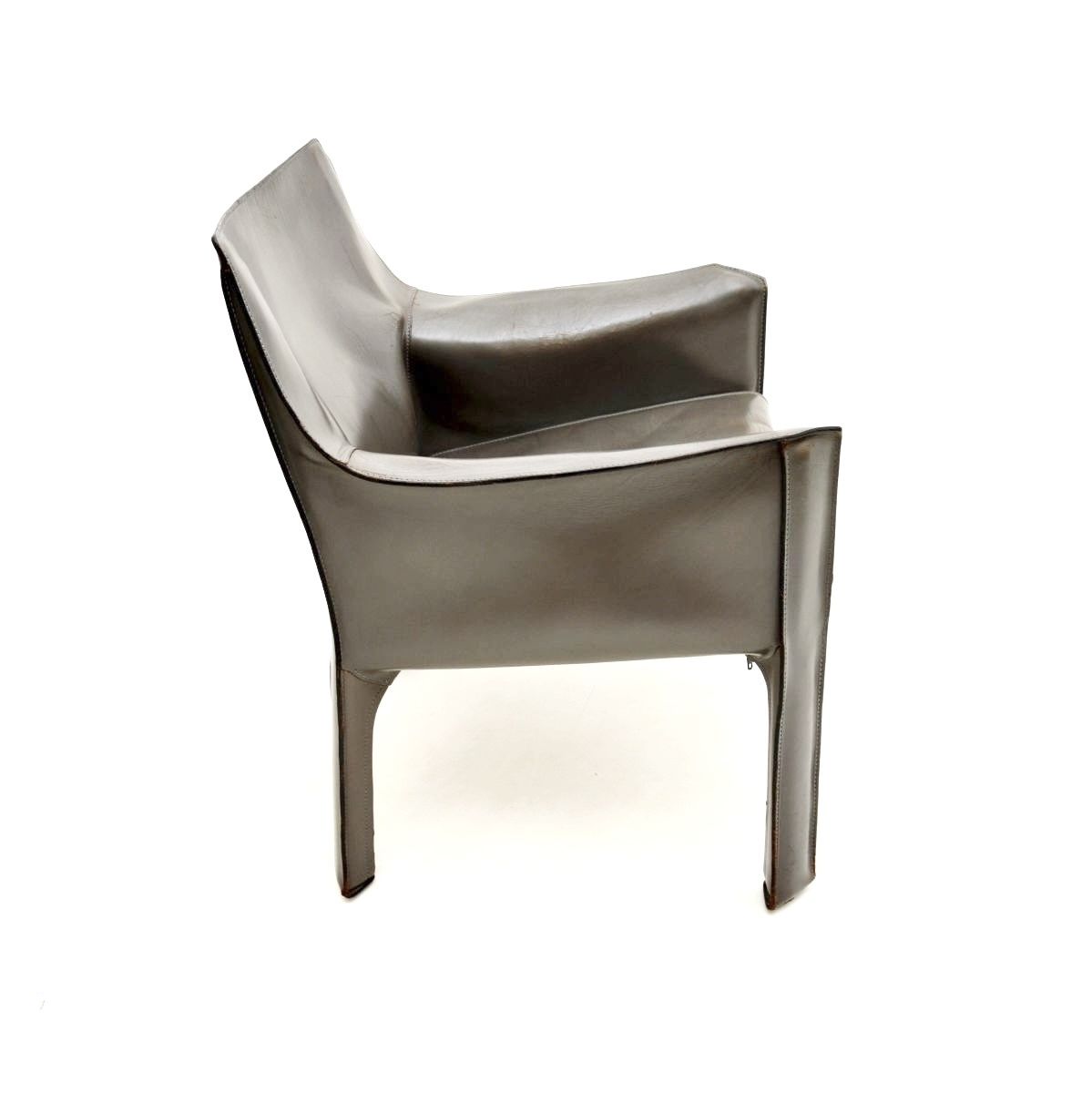 Vintage Italian Leather Cab Armchair By Mario Bellini photo Furniture