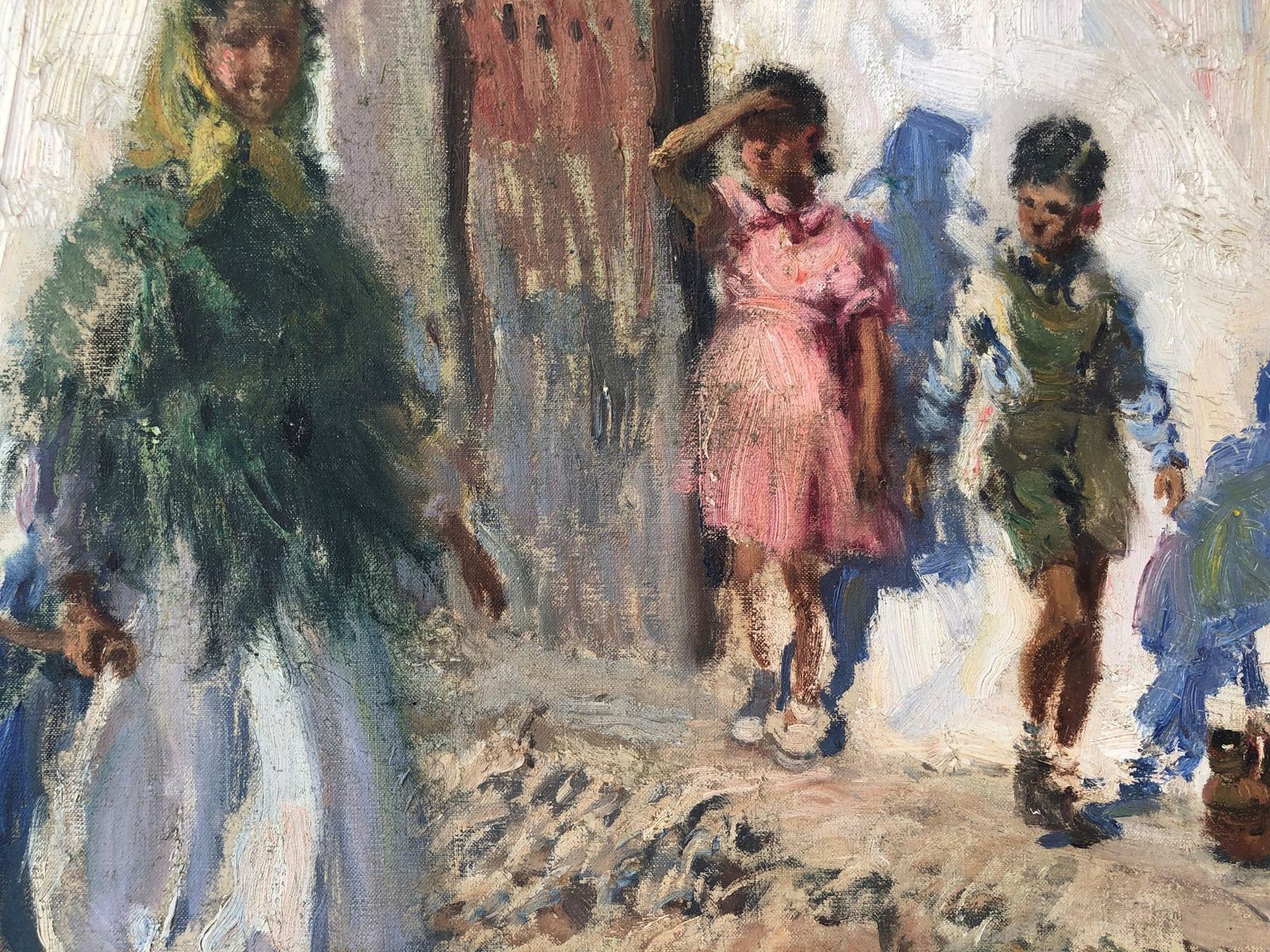 Ignacio Gil Sala Ceremony In Ibiza Spain, Original Oil Painting On Canvas 1960 photo for sale