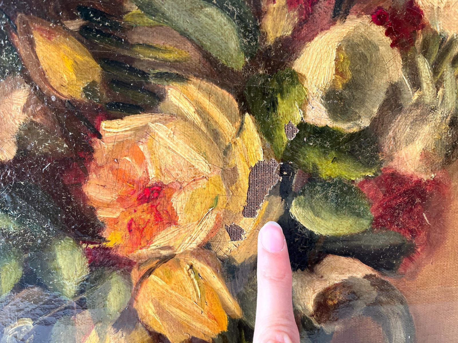 photo furniture Original 1900s Bouquet Of Flowers In Oil On Canvas, French Antique Floral Still Life Painting