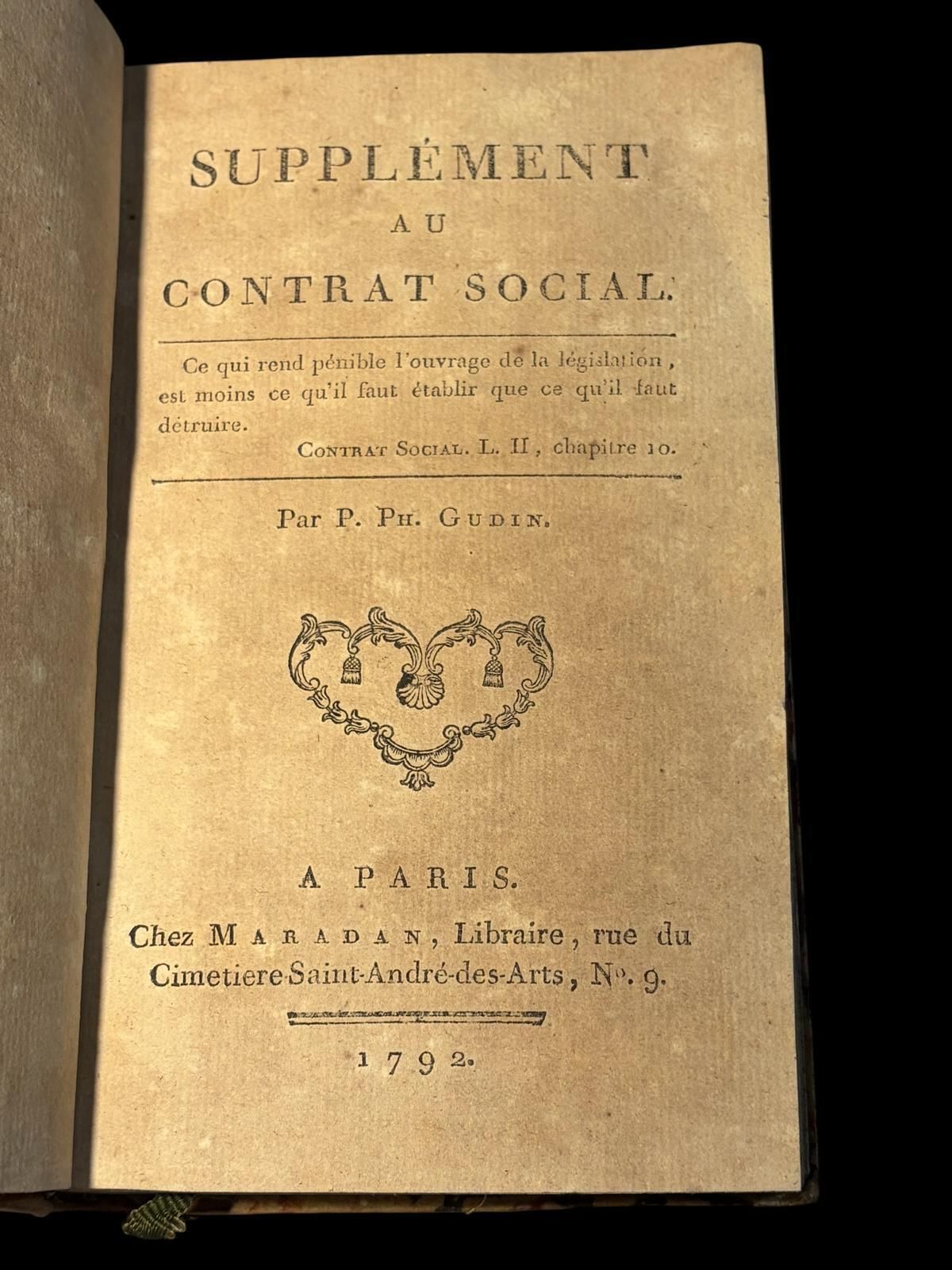 Supplement To The Social Contract Paris 1792 Gudin photo vintage