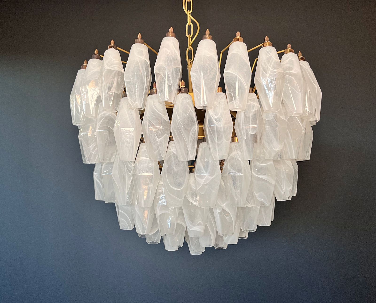 Amazing Murano Glass Candelier – 111  White Alabaster Poliedri