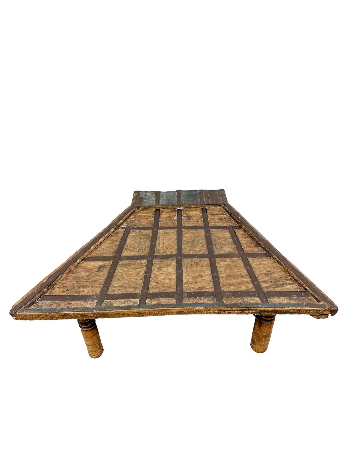 19th Century Indian Ox Cart Coffee Table With Hand Forged Iron   Reclaimed Rustic Wood photo furniture