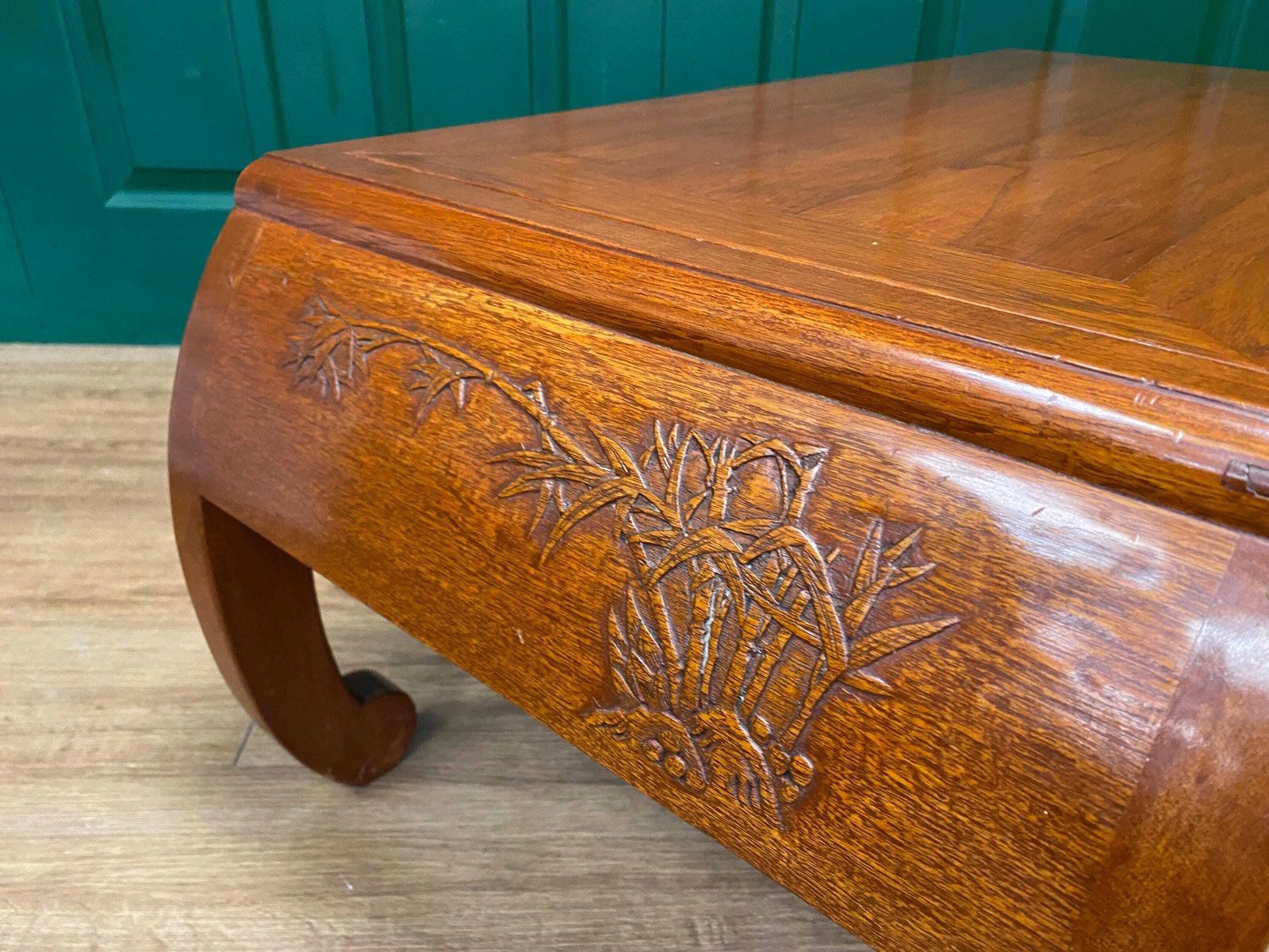Antique Oriental Reversible Camphor Wood Carved Bench Stool Coffee Table photo vintage