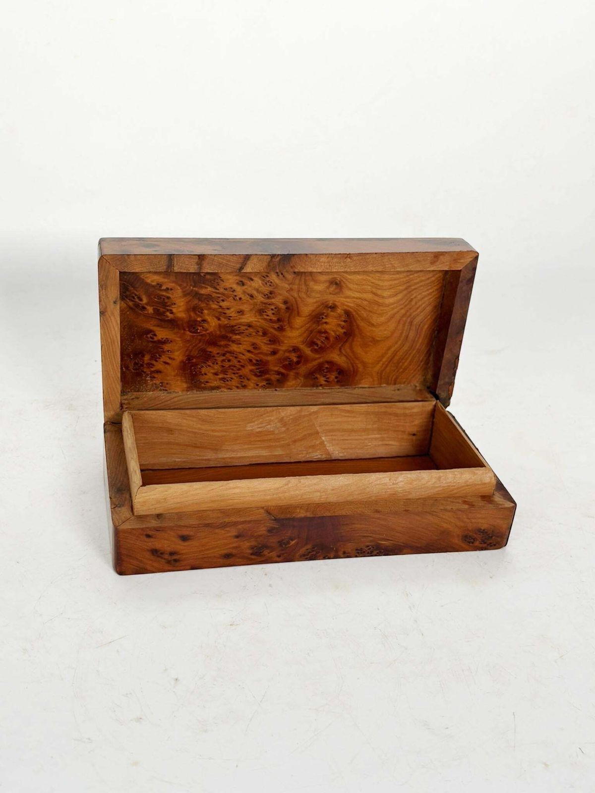 Rectangular Wooden Box, Brown With A Central Geometric Pattern, 1970 photo vinterior