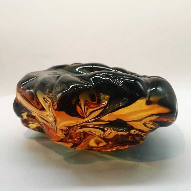 1950s Big Ashtray Completely Hand Blown And Handcrafted In Murano Glass, Made In Italy photo for sale