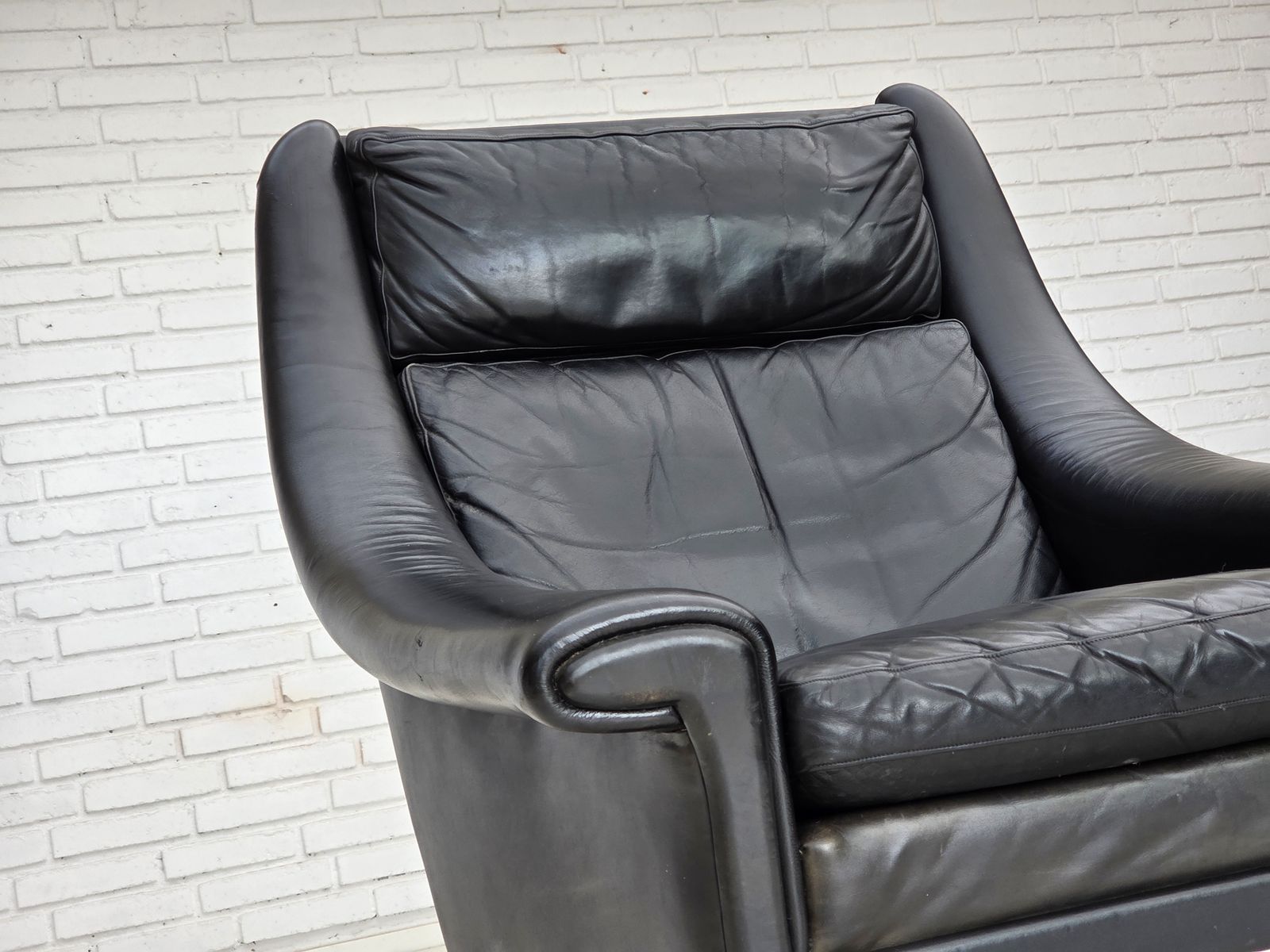 1960s, Danish Highback Armchair By Aage Christensen, Furniture Leather. photo for sale