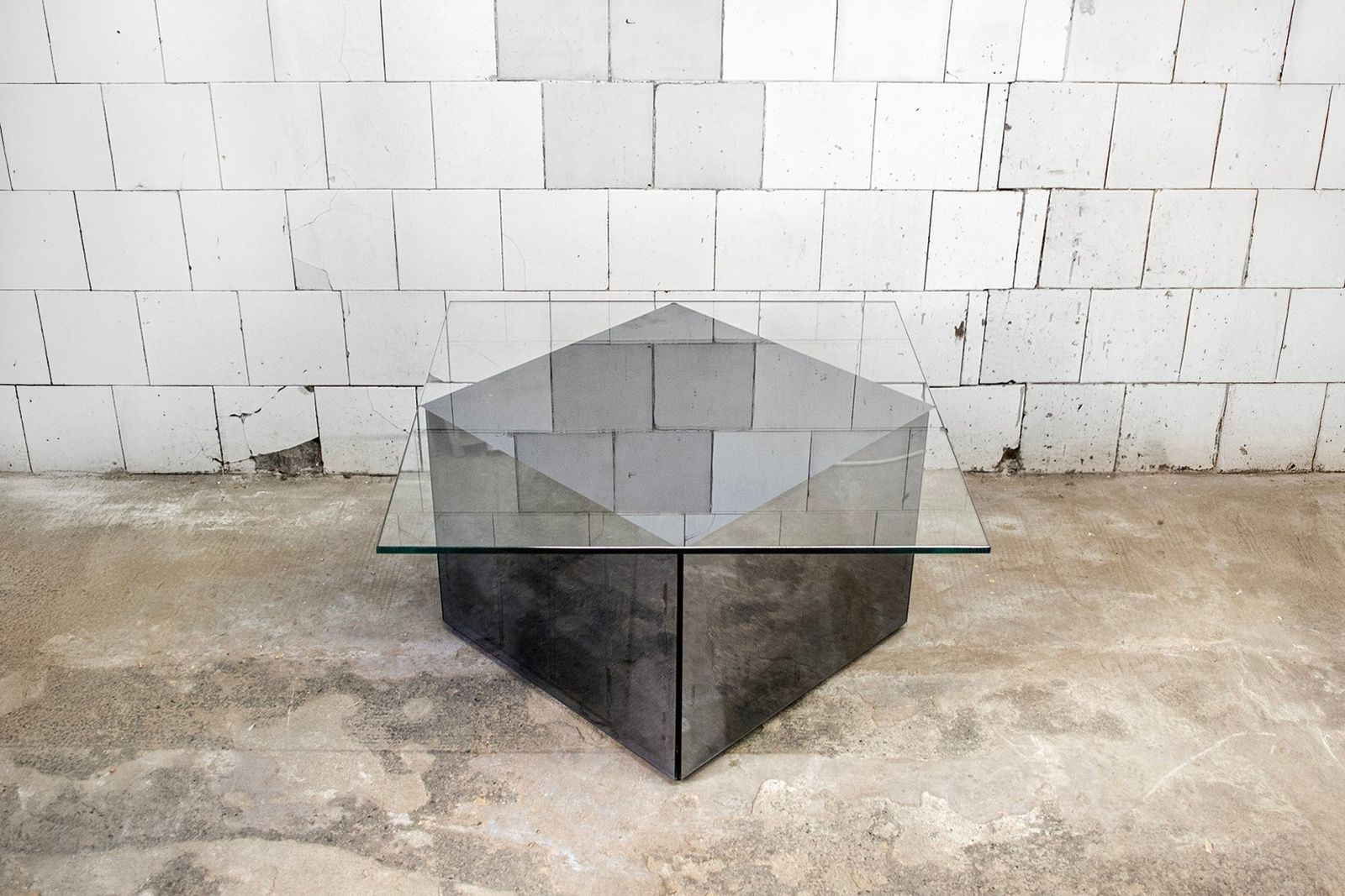 Square Mirrored Glass Coffee Table By Nanda Vigo For Acerbis 1970s