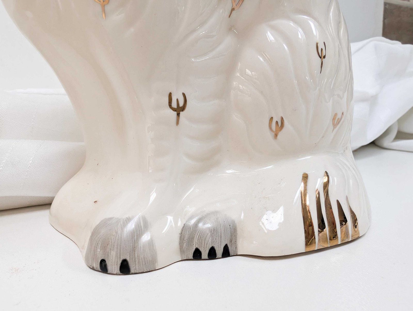 Pair Of Royal Doulton Mantel Dogs 1378 4 – Black, White & Gold – 8” Tall – Lovely Vintage Condition. photo vinterior