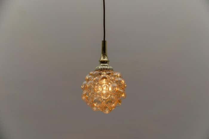 Petit Amber Bubble Glass Ceiling Lamp By Helena Tynell Limburg Germany 1960s photo vinterior