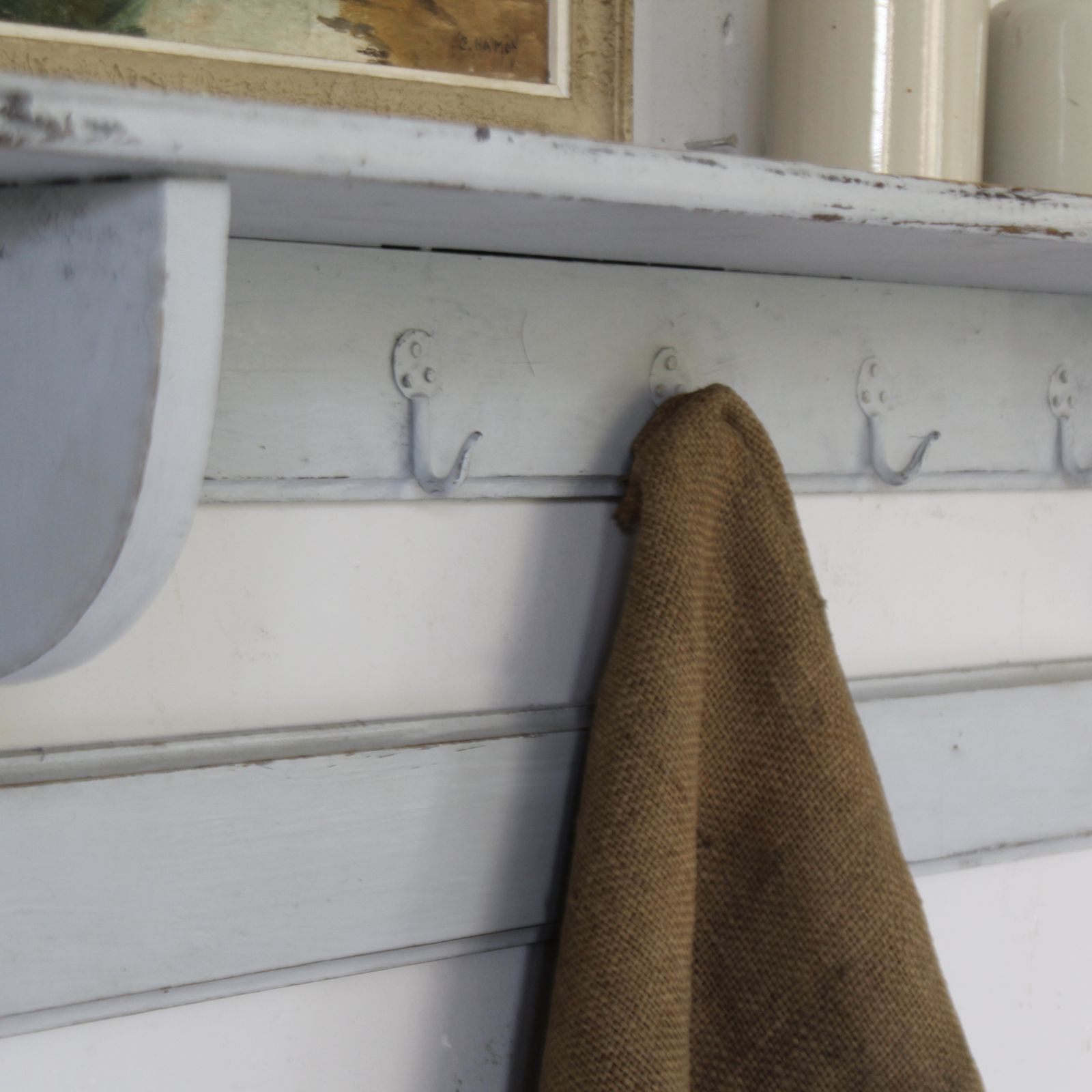 Early 20th Century French Pine Painted Game Shelf photo Furniture
