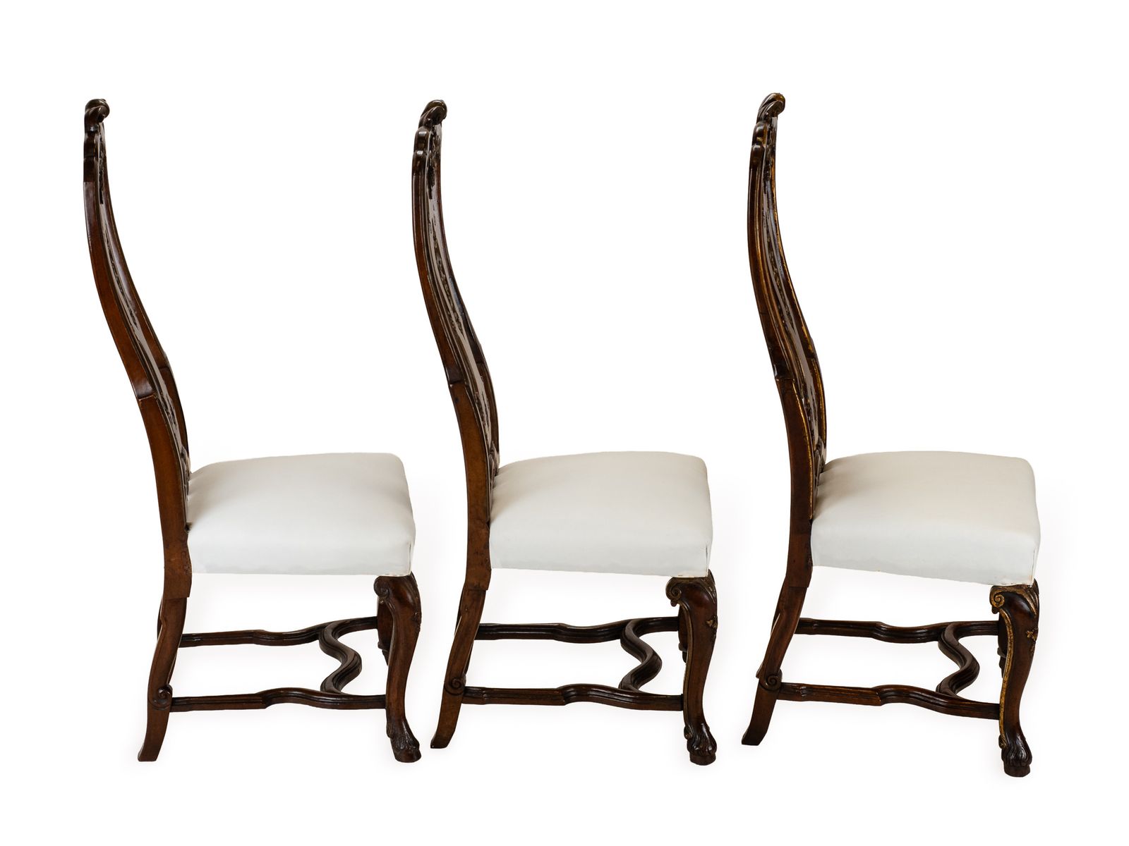 Set Of Six Anglo Dutch Walnut & Parcel Gilt High Back Dining Chairs In The Late 17th Century Queen Anne Taste, In The Manner Of Daniel Marot photo Furniture