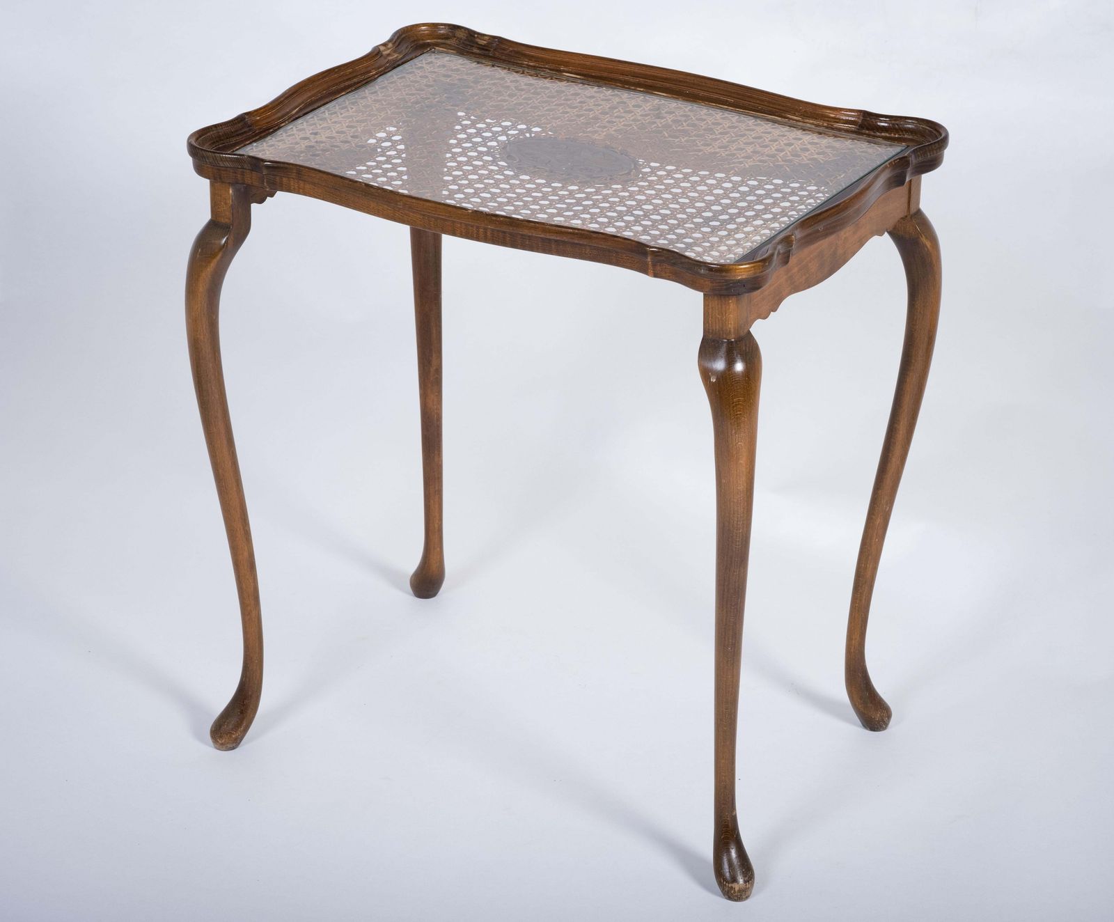 photo furniture Vintage Nesting Tables With Cane And Glass Top From Jason Møbler, 1960s