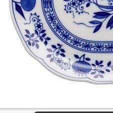 Porseleinen Roomkannetje Suikerschaal Blad | Ovaal Blauw Uienpatroon | Hutschenreuther Zwiebelmuster photo vinterior