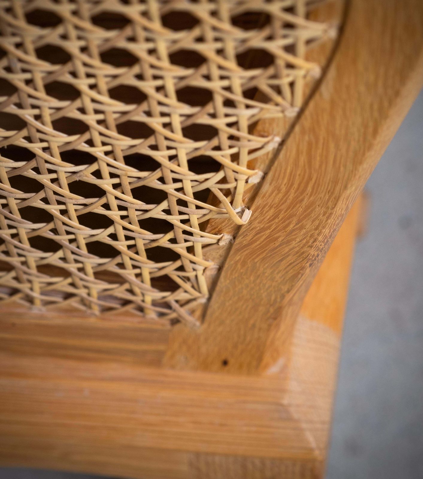 Magazine Rack In Oak And Cane, Danish Design, 1960s photo vintage